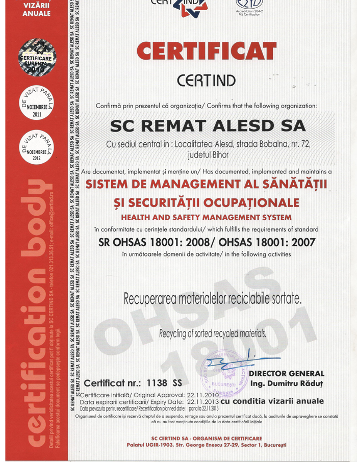 certificat calitate